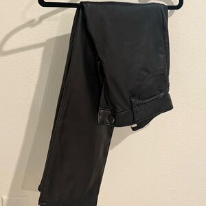 Abercrombie & Fitch Black Vegan Leather Ankle Straight Leg Pants